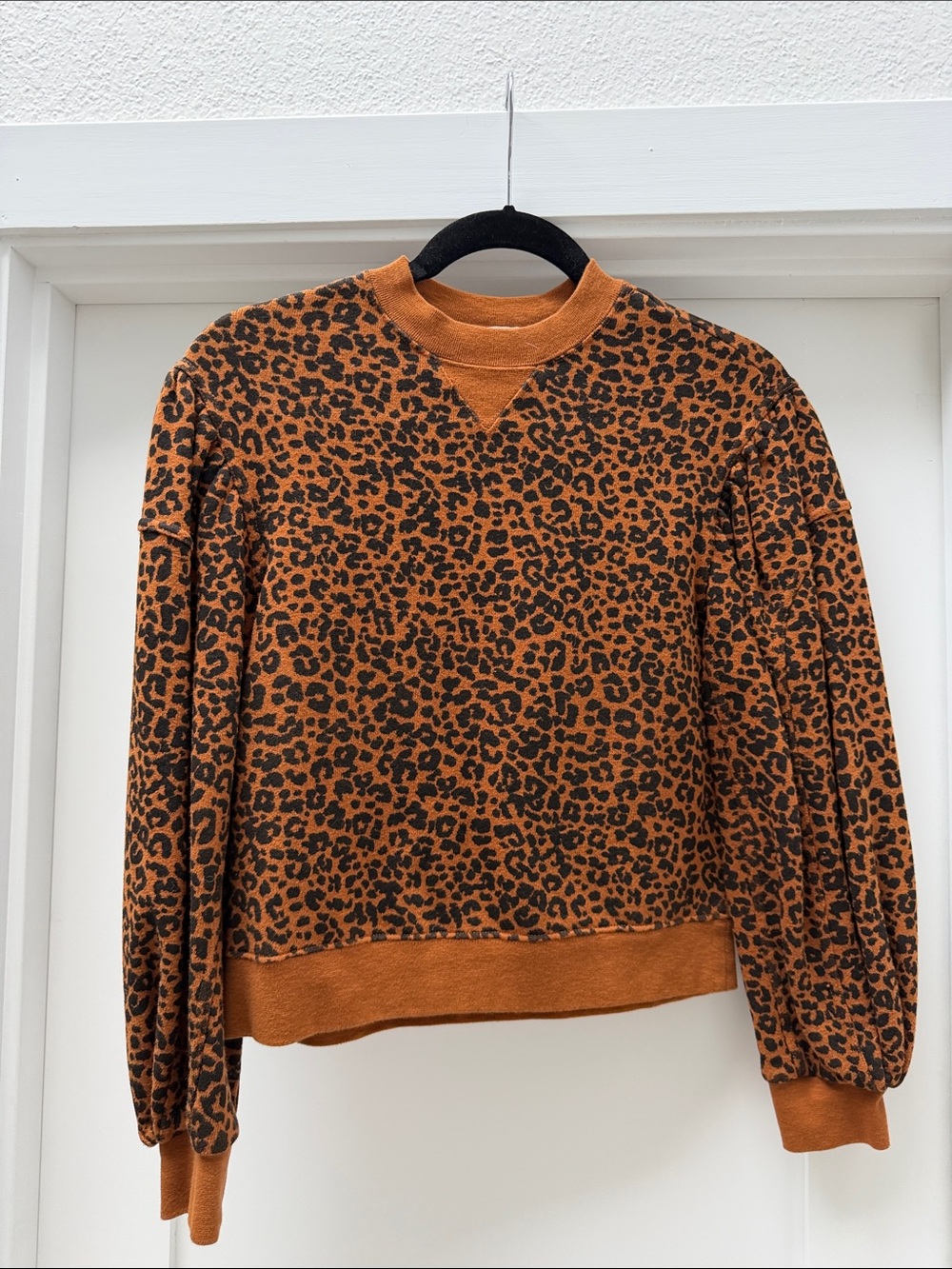 Ulla Johnson Rust and Black Leopard-Print Crewneck Sweater
